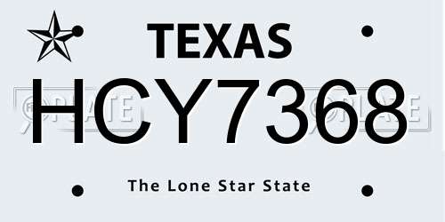 HCY7368 Texas License Plate