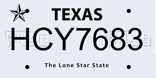 HCY7683 Texas License Plate