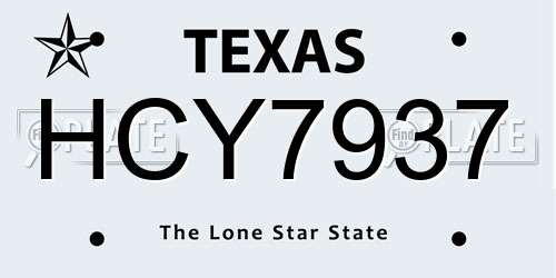 HCY7937 Texas License Plate