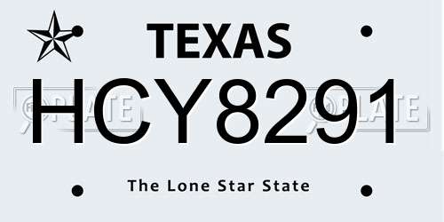 HCY8291 Texas License Plate