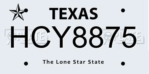 HCY8875 Texas License Plate