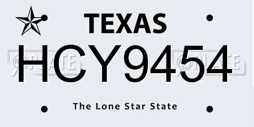 HCY9454 Texas License Plate
