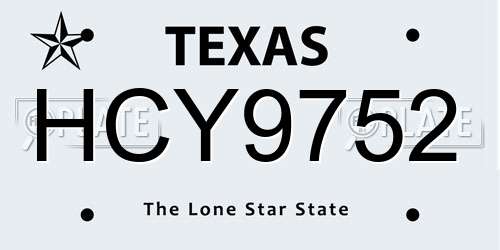 HCY9752 Texas License Plate