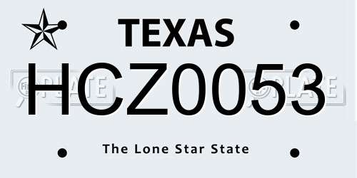 HCZ0053 Texas License Plate