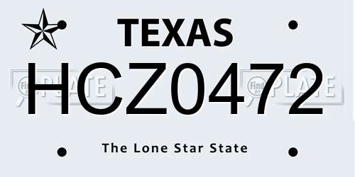 HCZ0472 Texas License Plate