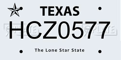 HCZ0577 Texas License Plate
