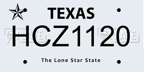 HCZ1120 Texas License Plate