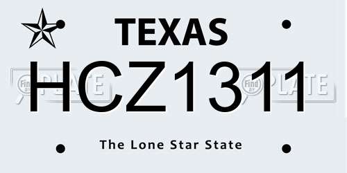 HCZ1311 Texas License Plate