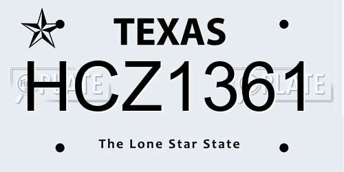 HCZ1361 Texas License Plate