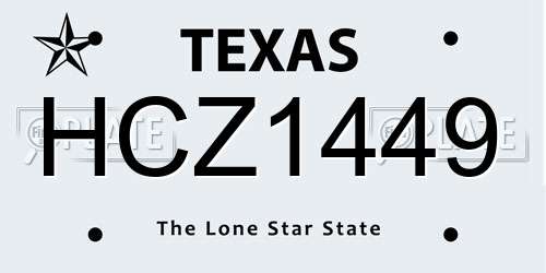 HCZ1449 Texas License Plate