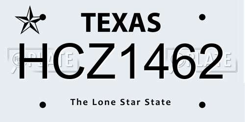 HCZ1462 Texas License Plate