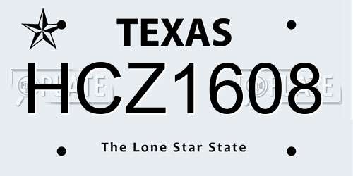 HCZ1608 Texas License Plate