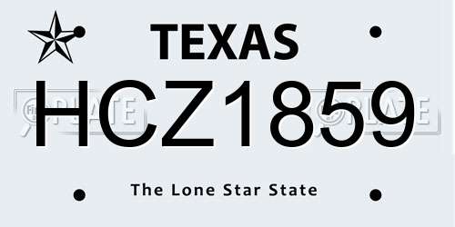 HCZ1859 Texas License Plate