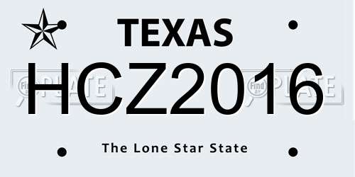 HCZ2016 Texas License Plate