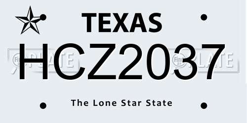 HCZ2037 Texas License Plate