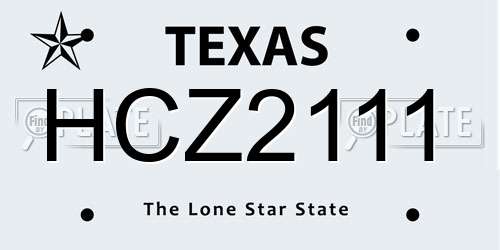 HCZ2111 Texas License Plate