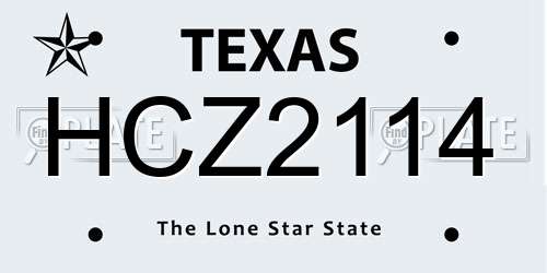 HCZ2114 Texas License Plate
