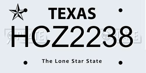 HCZ2238 Texas License Plate