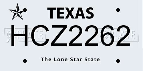 HCZ2262 Texas License Plate
