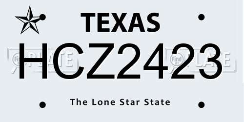 HCZ2423 Texas License Plate