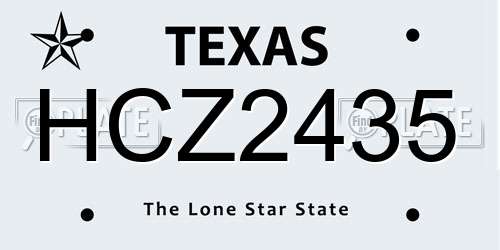 HCZ2435 Texas License Plate