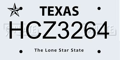 HCZ3264 Texas License Plate