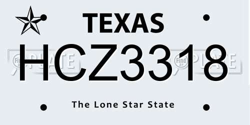 HCZ3318 Texas License Plate