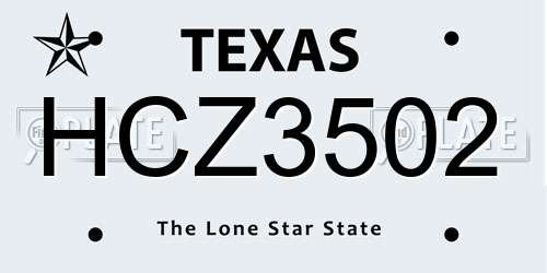 HCZ3502 Texas License Plate