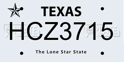 HCZ3715 Texas License Plate