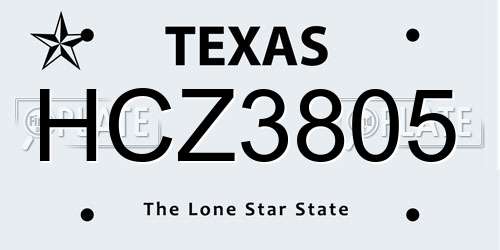 HCZ3805 Texas License Plate
