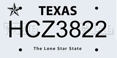 HCZ3822 Texas License Plate