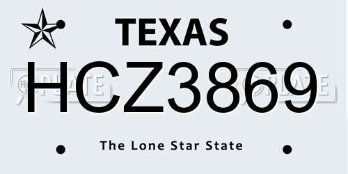 HCZ3869 Texas License Plate