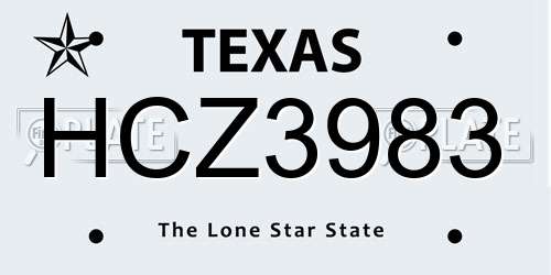 HCZ3983 Texas License Plate