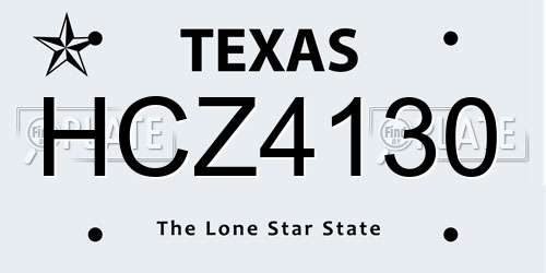 HCZ4130 Texas License Plate