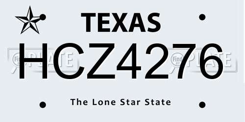 HCZ4276 Texas License Plate