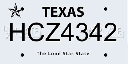 HCZ4342 Texas License Plate