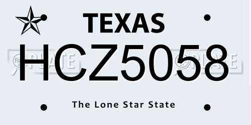 HCZ5058 Texas License Plate