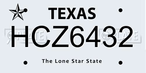 HCZ6432 Texas License Plate
