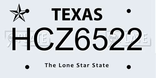 HCZ6522 Texas License Plate