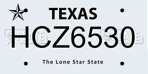 HCZ6530 Texas License Plate