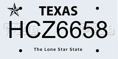 HCZ6658 Texas License Plate