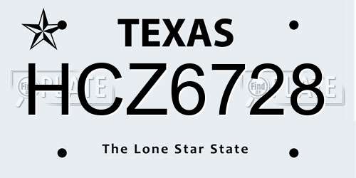 HCZ6728 Texas License Plate