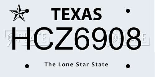 HCZ6908 Texas License Plate