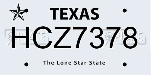 HCZ7378 Texas License Plate