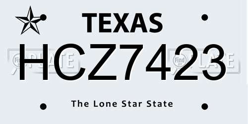 HCZ7423 Texas License Plate