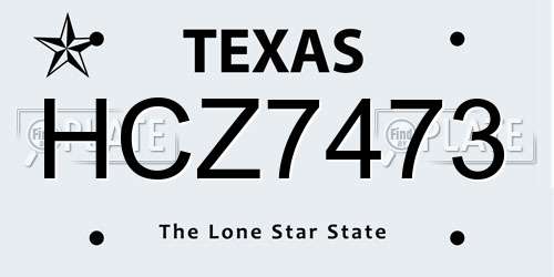 HCZ7473 Texas License Plate