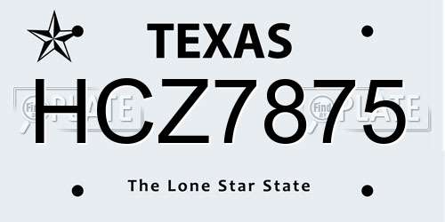 HCZ7875 Texas License Plate