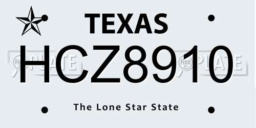 HCZ8910 Texas License Plate