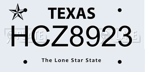 HCZ8923 Texas License Plate