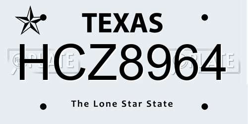 HCZ8964 Texas License Plate